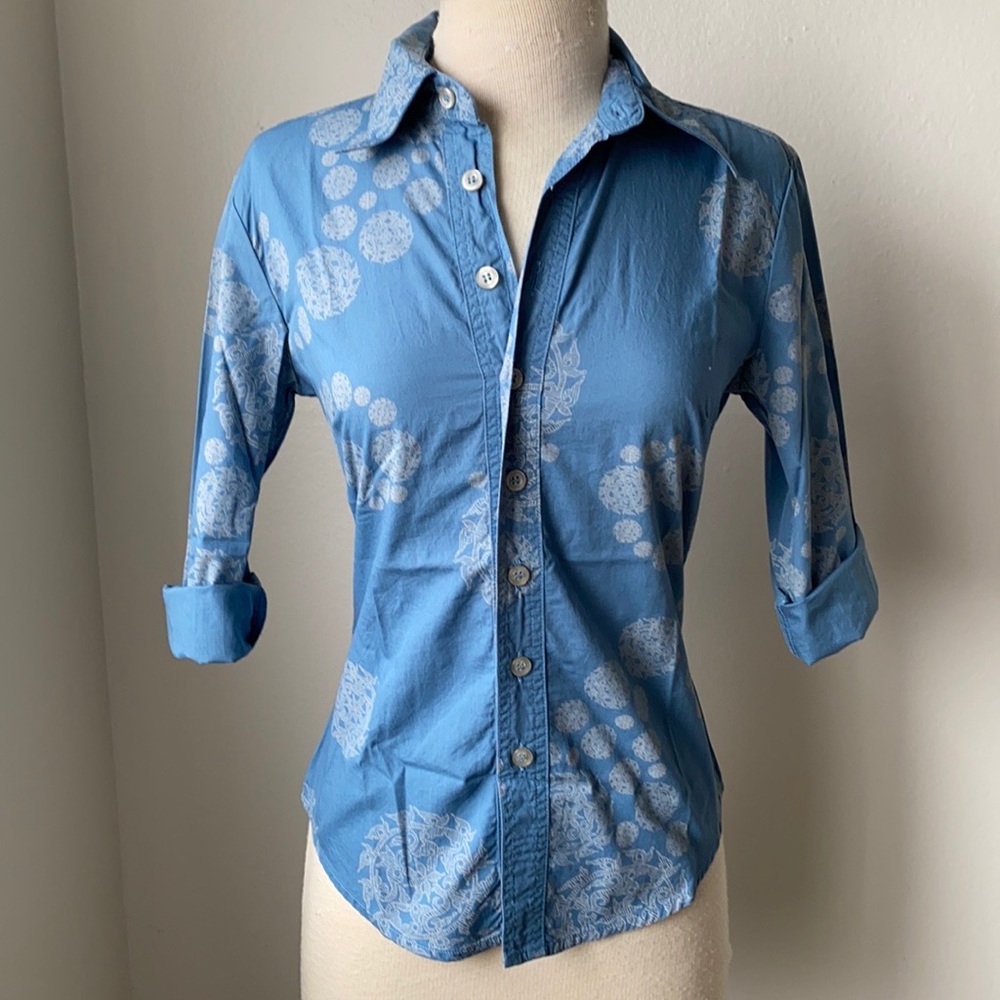 Diesel Button Down Blue White Shirt S